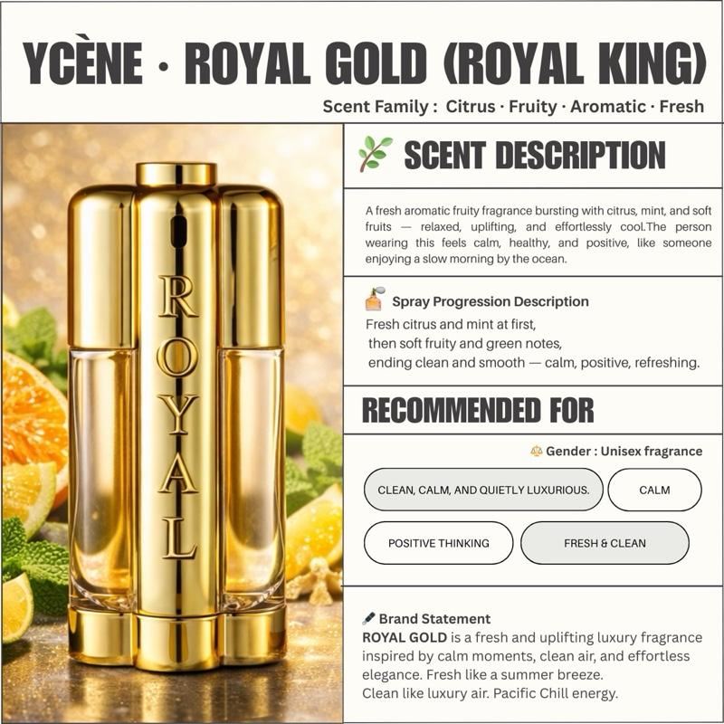 ROYAL GOLD - Ycene ROYAL Collection Luxurious Male EDP Luxury Quality Perfume with 5-8 Hours Long Lasting Fragrance with dupe perfume Scents