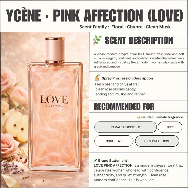PINK LOVE - YCÈNE LOVE Collection Luxurious 100ML Female EDP Luxury Quality Perfume with 5-8 Hours Long Lasting Fragrance with dupe perfume Scents