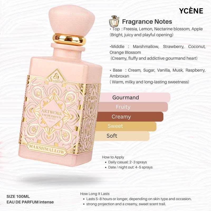 (NEW) MASHMALLOW - Ycène ARTWORK Collection Luxurious Female EDP Perempuan Perfume with 5-8 Hours Long Lasting Fragrance with dupe perfume Scents SELLION
