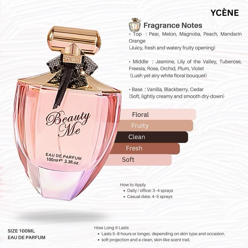 BEAUTY ME GLOW - YCÈNE BEAUTY ME Collection 100Ml Luxurious Female EDP Luxury Quality Perempuan Perfume with 5-8 Hours Long Lasting Fragrance with dupe perfume Scents SELLION