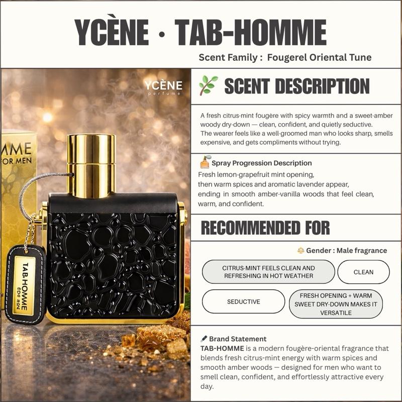 (TODAY SPECIAL) GOLD TAB-HOMME - Ycène TAB Collection Luxurious Male EDP Lelaki Perfume with 5-8 Hours Long Lasting Fragrance with dupe perfume Scents