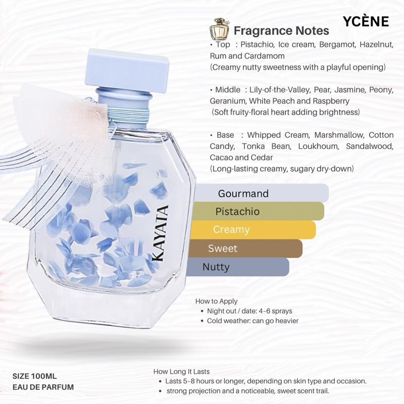 KAYATA BLUE - YCÈNE PANDAEYES Collection Luxurious Female EDP Perempuan Perfume with 5-8 Hours Long Lasting Fragrance with dupe perfume Scents