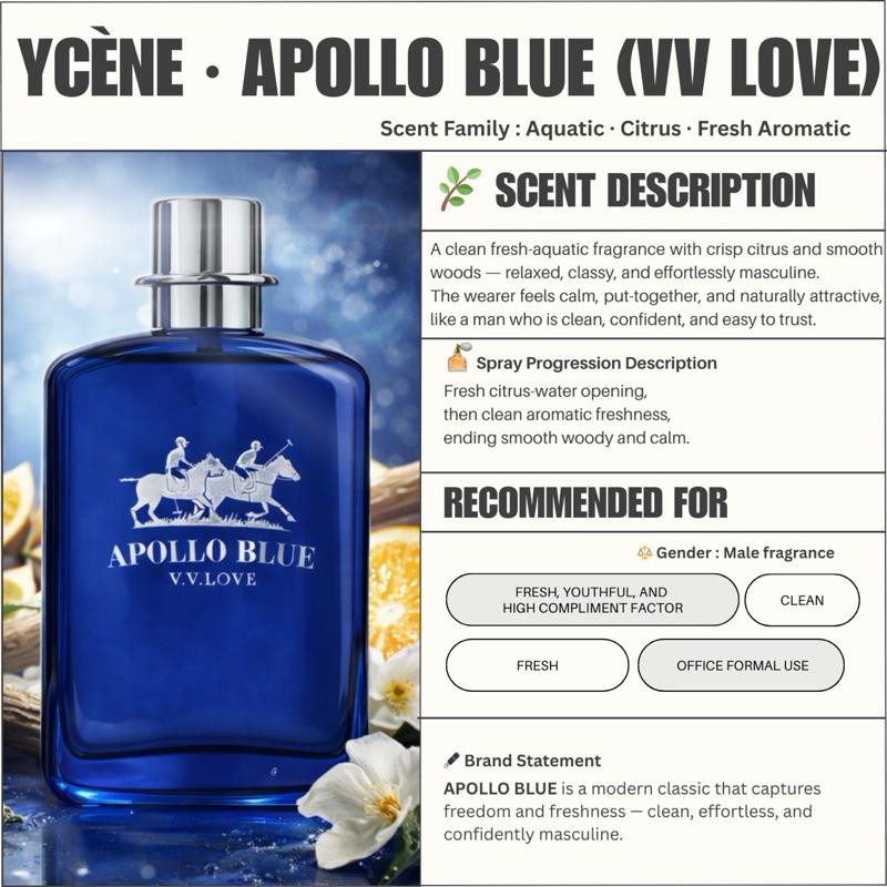 (TODAY SPECIAL) APOLLO BLUE- Ycène APOLLO Collection Luxurious Male EDT Lelaki Perfume with 5-8 Hours Long Lasting Fragrance with dupe perfume Scents QAWAFI