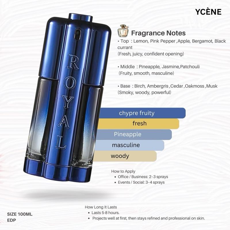 ROYAL BLUE - Ycène ROYAL Collection Luxurious Male EDP Perfume with 5-8 Hours Long Lasting Fragrance with dupe perfume Scents SELLION