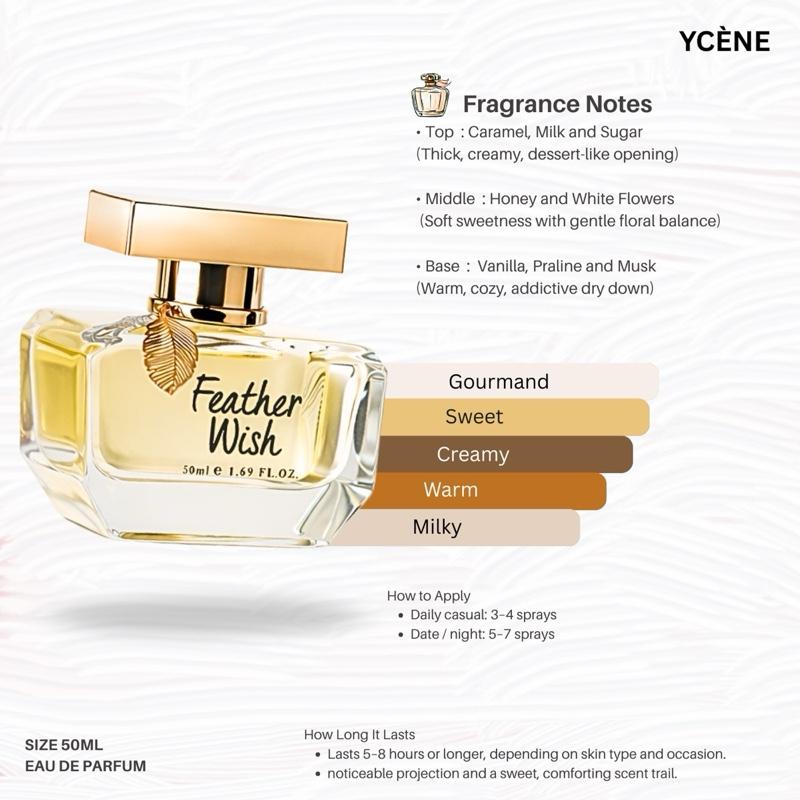 GOLDEN FEATHER - Ycène FEATHER WISH Collection Luxurious Female EDP Perempuan Perfume with 5-8 Hours Long Lasting Fragrance with dupe perfume Scents SELLION
