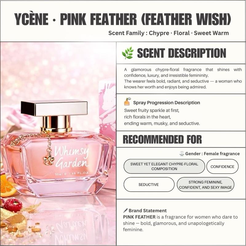 PINK FEATHER - Ycène FEATHER WISH Collection Luxurious Female EDP Perempuan Perfume with 5-8 Hours Long Lasting Fragrance with dupe perfume Scents SELLION