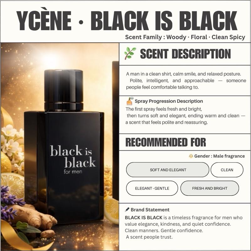 BLACK IS BLACK - Ycene Luxurious Male EDP Luxury Quality Perfume with 5-8 Hours Long Lasting Fragrance with dupe perfume Scents