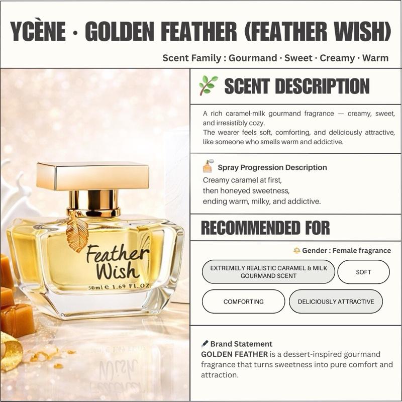 GOLDEN FEATHER - Ycène FEATHER WISH Collection Luxurious Female EDP Perempuan Perfume with 5-8 Hours Long Lasting Fragrance with dupe perfume Scents SELLION