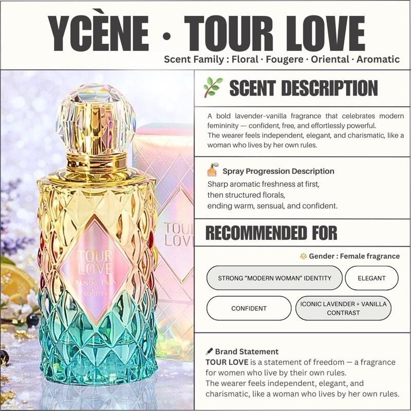 TOUR LOVE - YCÈNE PANDAEYES Collection 100ML Luxurious Female EDP Perempuan Perfume with 5-8Hours Long Lasting Fragrance with dupe perfume Scents