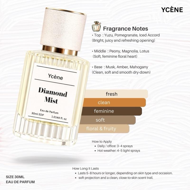 DIAMOND MIST - Ycène 30ML Luxurious Unisex Male Female’s EDP Perfume with 5-8-Hours Long Lasting Fragrance with dupe perfume Scents