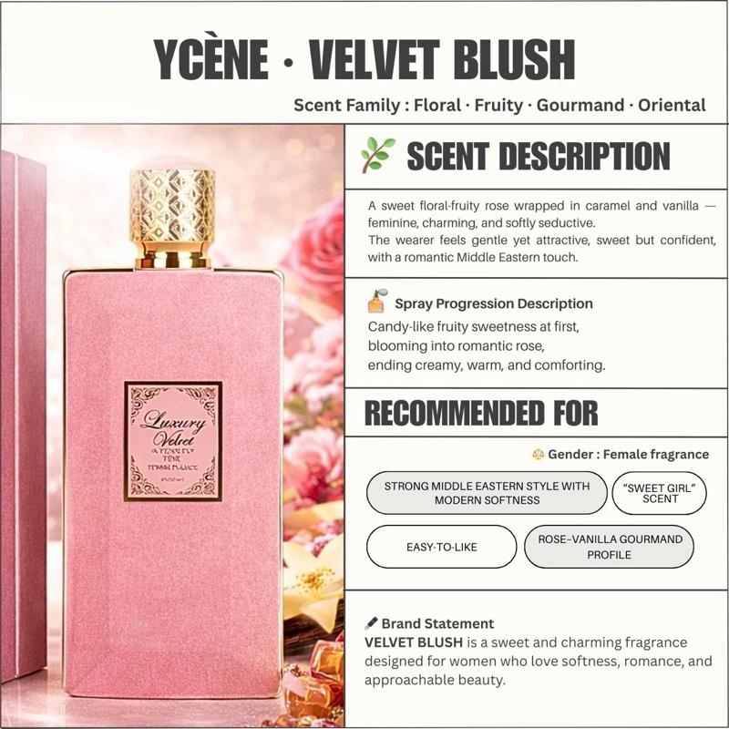 LUXURY VELVET BLUSH - Ycène VELVET Collection Luxurious Female EDP Perempuan Perfume with 5-8 Hours Long Lasting Fragrance with dupe perfume Scents SELLION