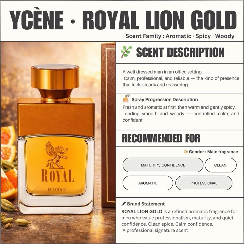 ROYAL LION GOLD - Ycène ROYAL LION Collection Luxurious Male EDP Lelaki Perfume with 5-8 Hours Long Lasting Fragrance with dupe perfume Scents