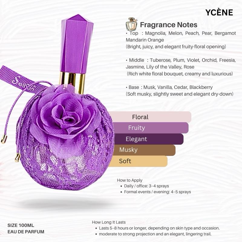 VIOLET ROSE - Ycène BEAUTY ROSE Collection Luxurious Female EDP Perempuan Perfume with 5-8 Hours Long Lasting Fragrance with dupe perfume Scents SELLION