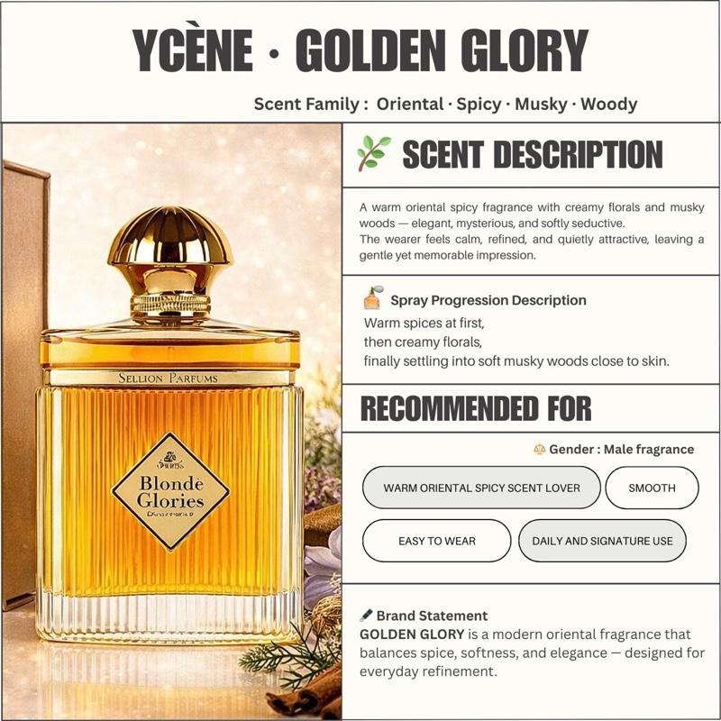 (TODAY SPECIAL) GOLDEN GLORY - Ycène Blonde Glories Collection Luxurious Male EDP Lelaki Perfume with 5-8 Hours Long Lasting Fragrance with dupe perfume Scents SELLION