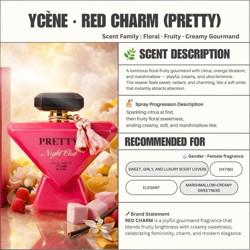 PINK CHARM - YCÈNE PRETTY Collection Luxurious 100ML Female EDP Intense Perempuan Perfume with 5-8Hours Long Lasting Fragrance with dupe perfume Scents