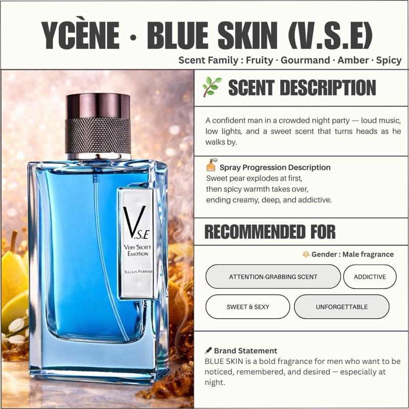 BLUE SKIN- Ycene VSE Collection Luxurious Male EDP Luxury Quality Lelaki Perfume with 5-8 Hours Long Lasting Fragrance with dupe perfume Scents SELLION