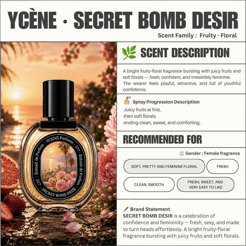 (TODAY SPECIAL) SECRET BOMB DESIR [code317] - Ycène Collection Luxurious Female Extrait EDP Perfume with 5-8-Hours Long Lasting Fragrance with dupe perfume Scents