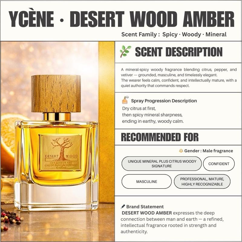 (TODAY SPECIAL) GOLD AMBER - Ycène DESSERT WOOD Collection Luxurious Male EDP Lelaki Perfume with 5-8 Hours Long Lasting Fragrance with dupe perfume Scents SELLION
