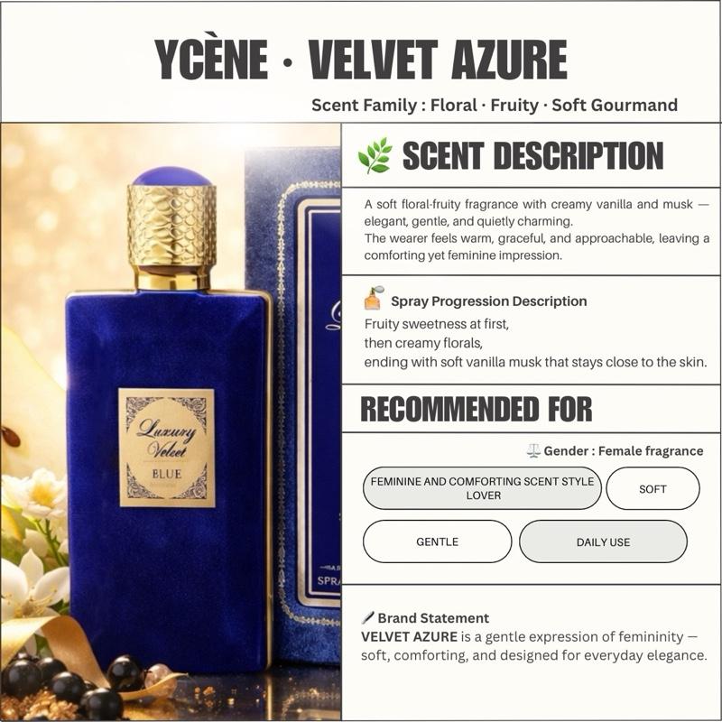LUXURY VELVET AZURE - Ycène VELVET Collection Luxurious Male Female EDP Lelaki Perempuan Perfume with 5-8 Hours Long Lasting Fragrance with dupe perfume Scents SELLION