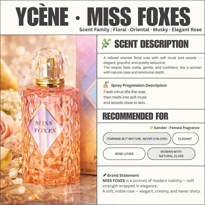 MISS FOXES - YCÈNE PANDAEYES Collection Luxurious Female EDP Perempuan Perfume with 5-8Hours Long Lasting Fragrance with dupe perfume Scents