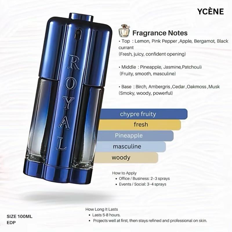 ROYAL KING - Ycène ROYAL KING Collection 100ML Luxurious Male EDP Lelaki Perfume with 5-8 Hours Long Lasting Fragrance with dupe perfume Scents SELLION