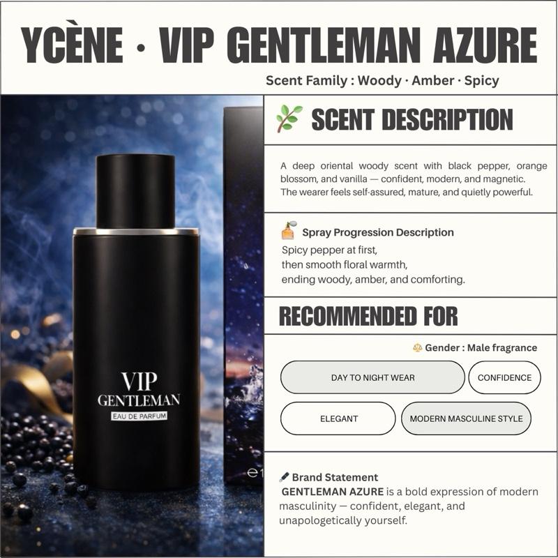 (TODAY SPECIAL) VIP GENTLEMAN AZURE - Ycène VIP GENTLEMAN Collection Luxurious Male EDP Lelaki Perfume with 5-8 Hours Long Lasting Fragrance with dupe perfume Scents