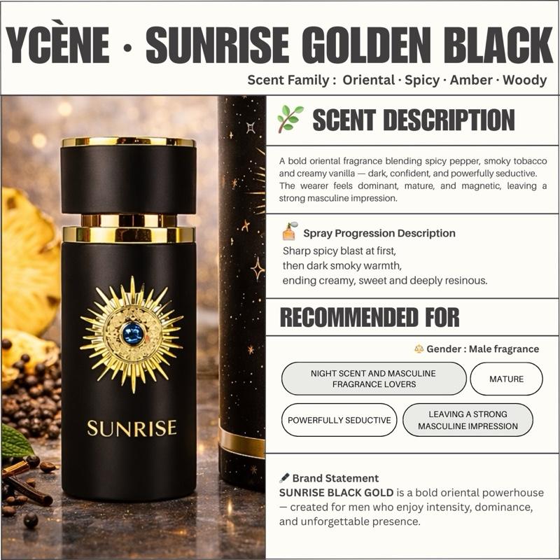 (TODAY SPECIAL) SUNRISE GOLDEN BLACK - Ycène SUNRISE Collection Luxurious Male EDP Lelaki Perfume with 5-8 Hours Long Lasting Fragrance with dupe perfume Scents