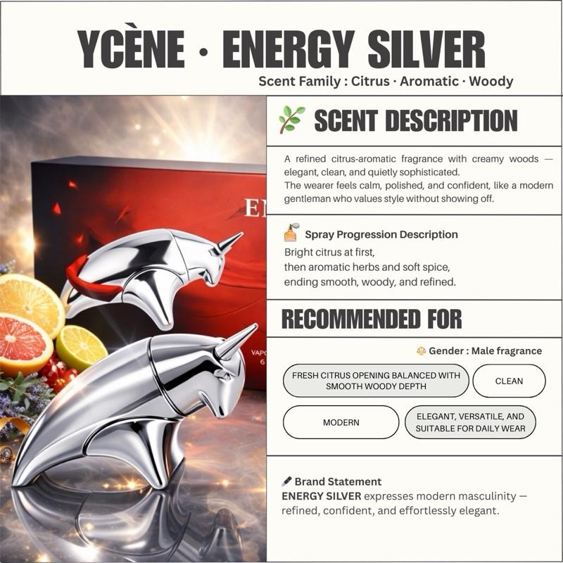 (TODAY SPECIAL) ENERGY SILVER - Ycène ENERGY Collection Luxurious Male EDP Lelaki Perfume with 5-8 Hours Long Lasting Fragrance with dupe perfume Scents