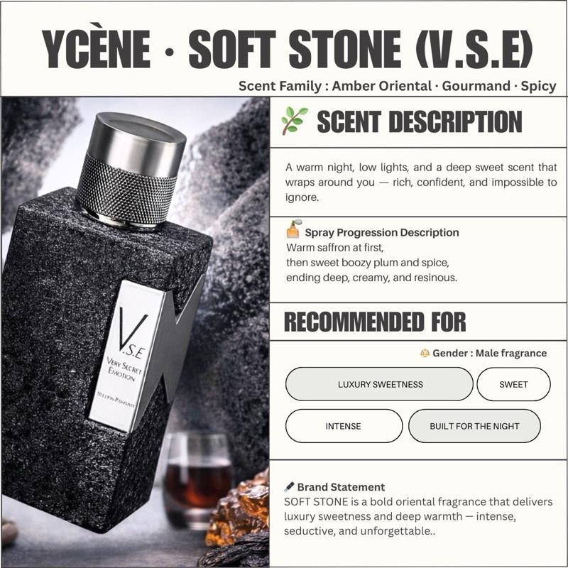STONE - Ycène VSE Collection Luxurious Male EDP Luxury Quality Lelaki Perfume with 5-8 Hours Long Lasting Fragrance with dupe perfume Scents SELLION