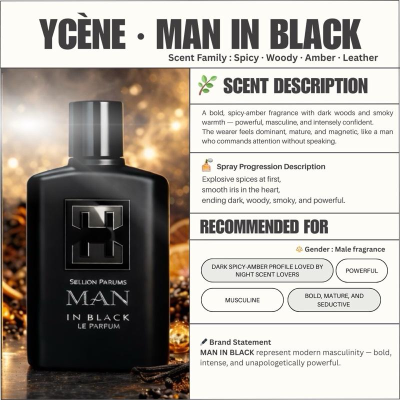 (TODAY SPECIAL) MAN IN BLACK - YCÈNE H.PARFUM Collection 100ML Luxurious Male EDP Lelaki Perfume with 5-8 Hours Long Lasting Fragrance with dupe perfume Scents