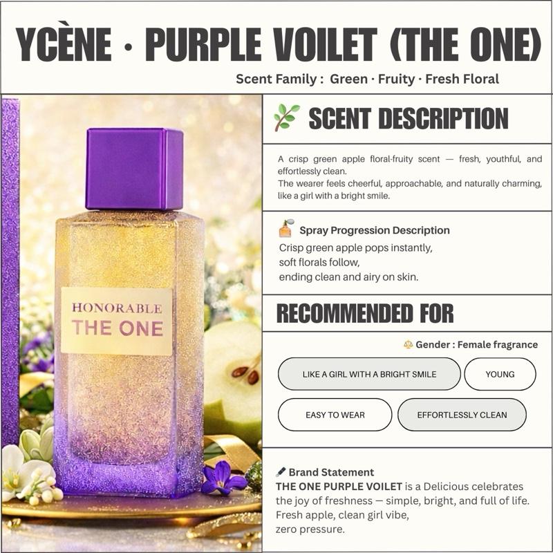THE ONE PURPLE VOILET- Ycène THE ONE Collection Luxurious Female EDP Perempuan Perfume with 5-8 Hours Long Lasting Fragrance with dupe perfume Scents Sellion