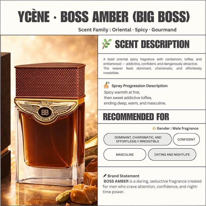 (TODAY SPECIAL) BIGBOSS BOSS AMBER - Ycène BIGBOSS Collection Luxurious Male EDP Lelaki Perfume with 5-8 Hours Long Lasting Fragrance with dupe perfume Scents SELLION