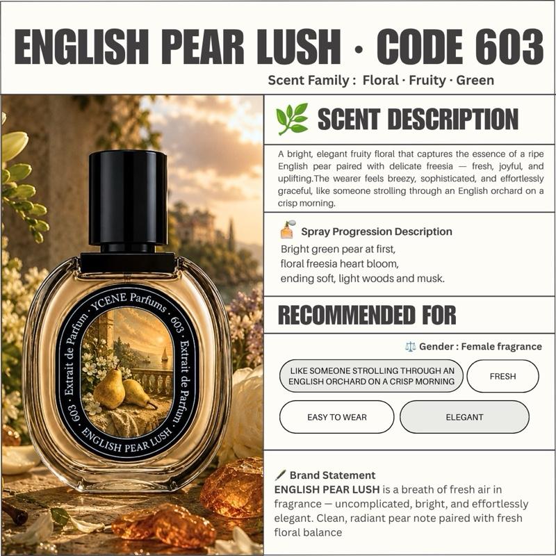 (TODAY SPECIAL) ENGLISH PEAR LUSH [code603] - Ycène Collection Luxurious Male Female Extrait EDP Perfume with 5-8-Hours Long Lasting Fragrance with dupe perfume Scents