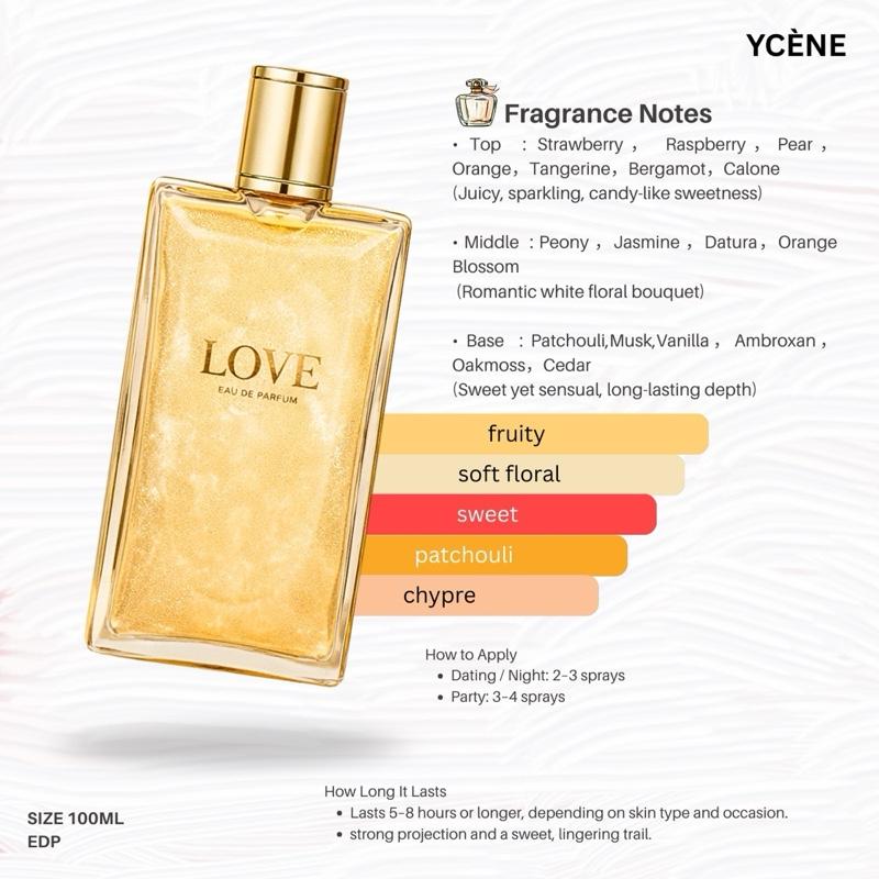 GOLDEN LOVE - YCÈNE LOVE Collection Luxurious 100ML Female EDP Luxury Quality Perfume with 5-8 Hours Long Lasting Fragrance with dupe perfume Scents