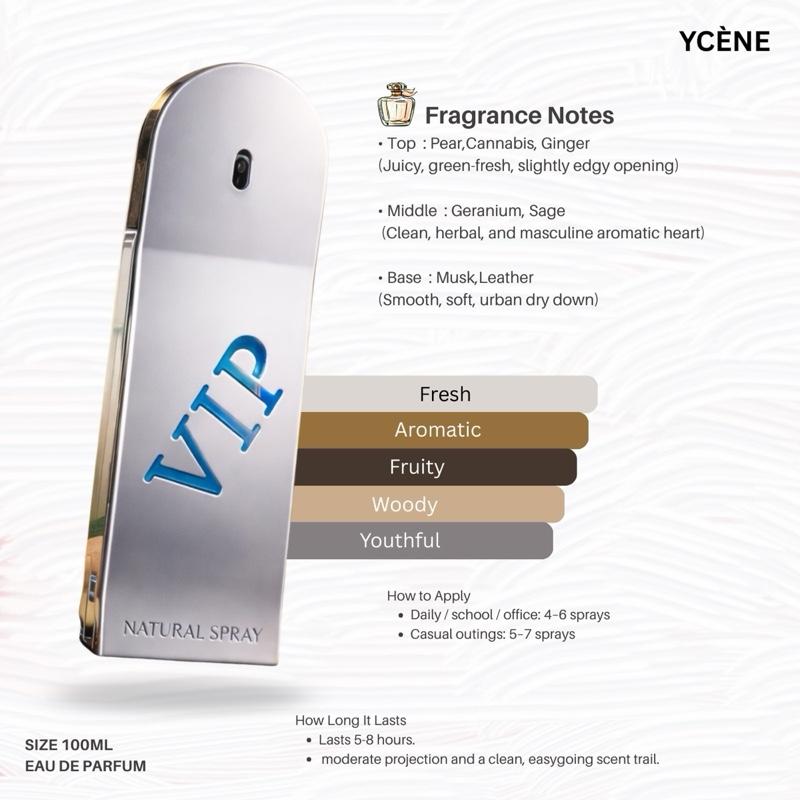 (TODAY SPECIAL) VIP MEN CITY SKATE - Ycène VIP Collection Luxurious Male EDP Lelaki Perempuan Perfume with 5-8 Hours Long Lasting Fragrance with dupe perfume Scents SELLION