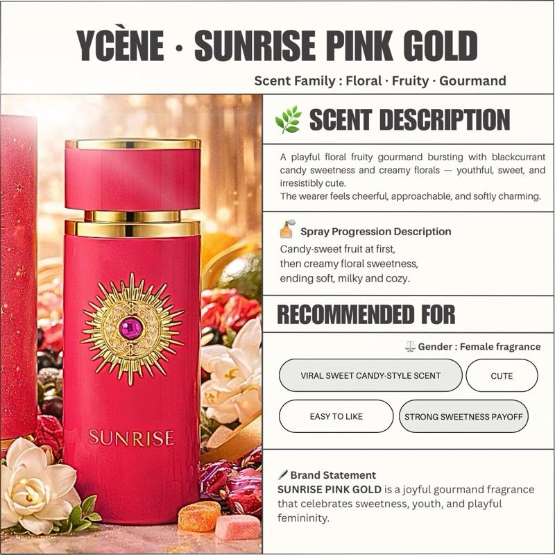 SUNRISE PINK GOLD - YCÈNE SUNRISE Collection Luxurious 100ML Female EDP Perempuan Perfume with 5-8 Hours Long Lasting Fragrance with dupe perfume Scents SELLION