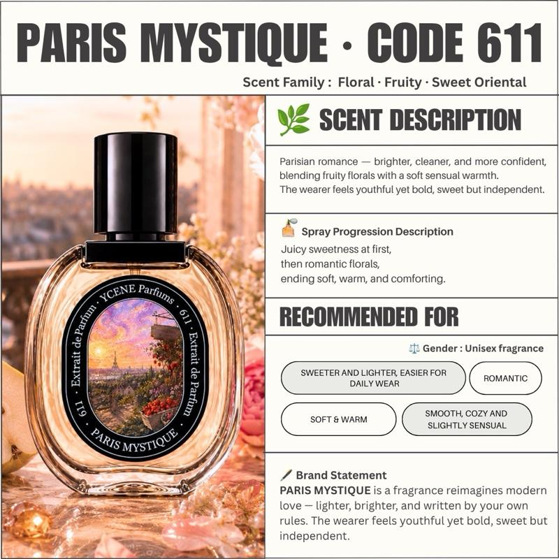 (TODAY SPECIAL) PARIS MYSTIQUE [code611] - Ycène Collection Luxurious Female Extrait EDP Perfume with 5-8-Hours Long Lasting Fragrance with dupe perfume Scents