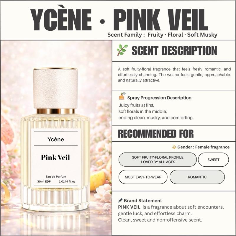 PINK VEIL - Ycène 30ML Luxurious Female’s EDP Perfume with 5-8-Hours Long Lasting Fragrance with dupe perfume Scents