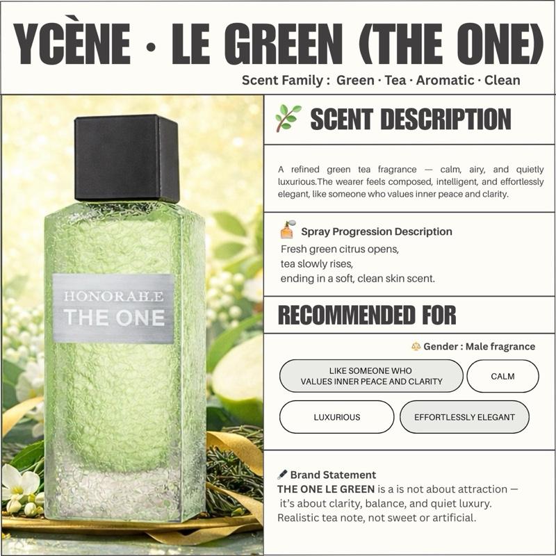THE ONE LE GREEN - YCÈNE THE ONE Collection Luxurious Unisex EDP Lelaki Perempuan Perfume with 5-8 Hours Long Lasting Fragrance with dupe perfume Scents Sellion