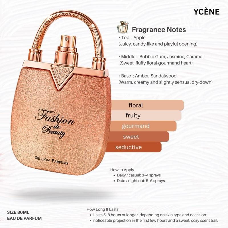 FASHION DE BEAUTY - YCÈNE FASHION Collection Luxurious 80ML Female EDP Perempuan Perfume with 5-8Hours Long Lasting Fragrance with dupe perfume Scents