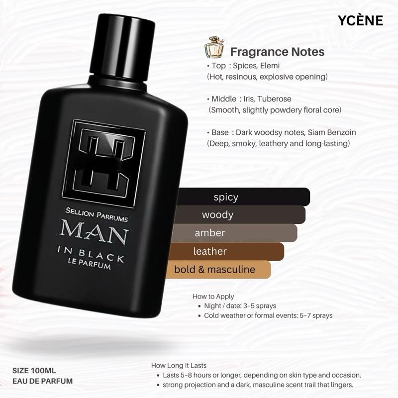 (TODAY SPECIAL) MAN IN BLACK - YCÈNE H.PARFUM Collection 100ML Luxurious Male EDP Lelaki Perfume with 5-8 Hours Long Lasting Fragrance with dupe perfume Scents