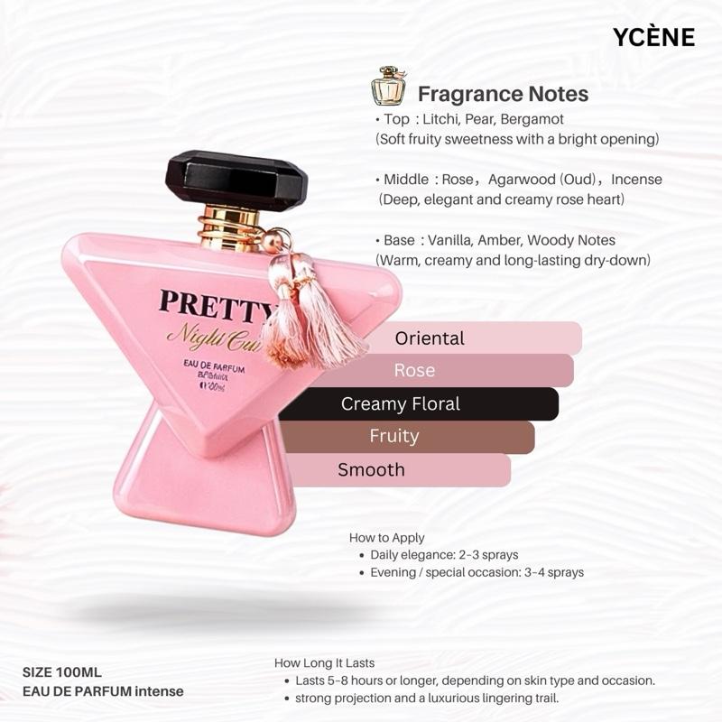 BLACK PINK PRETTY - YCÈNE PRETTY Collection Luxurious 100ML Female EDP Perempuan Perfume with 5-8Hours Long Lasting Fragrance with dupe perfume Scents