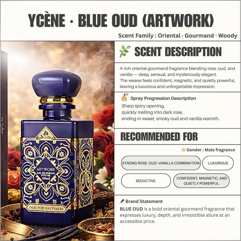 BLUE OUD - Ycène ARTWORK Collection Luxurious Male EDP Perfume with 8-Hours Long Lasting Fragrance with dupe perfume Scents