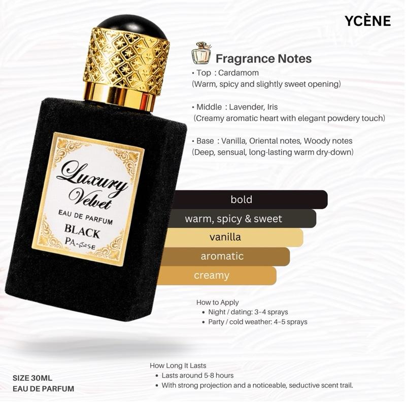 (TODAY SPECIAL) LUXURY VELVET BLACK - Ycène VELVET Collection Luxurious Male EDP Lelaki Perfume with 5-8 Hours Long Lasting Fragrance with dupe perfume Scents SELLION