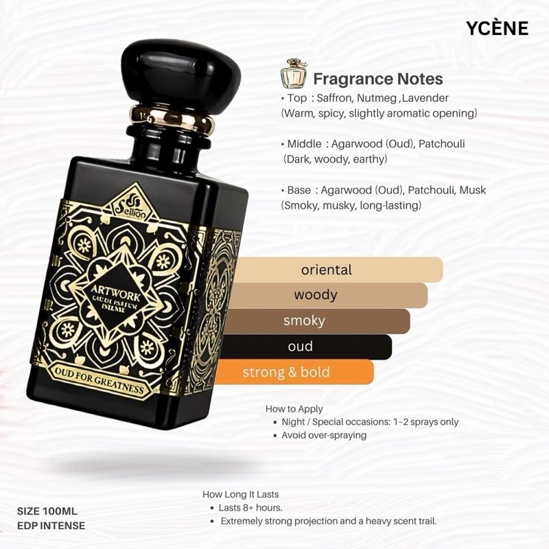 (NEW) OUD FOR GREATNESS - Ycene Artwork Collection Luxurious Male EDP Perfume with 8-Hours Long Lasting Fragrance with dupe perfume Scents