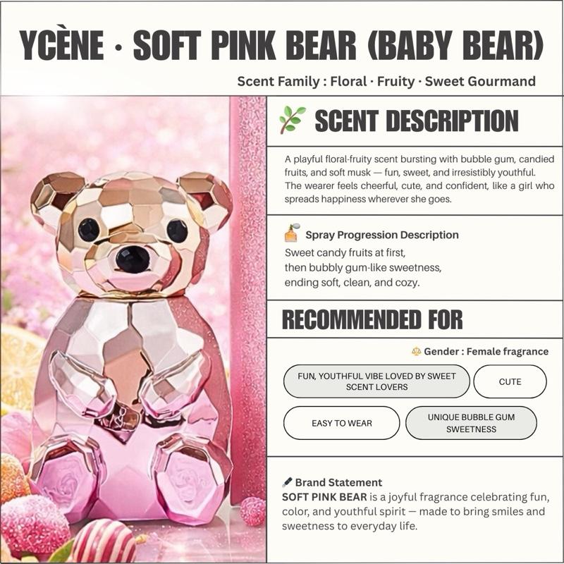 PINK BABY BEAR - Ycène BABYBEAR Collection Luxurious 75ML Female EDP Luxury Quality Perfume with 5-8 Hours Long Lasting Fragrance with dupe perfume Scents SELLION