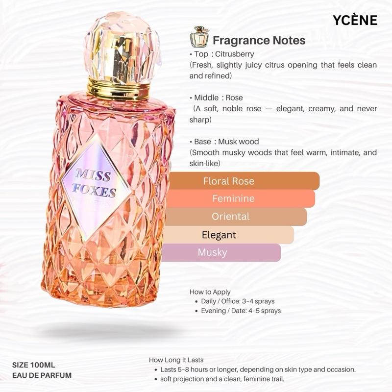 MISS FOXES - YCÈNE PANDAEYES Collection Luxurious Female EDP Perempuan Perfume with 5-8Hours Long Lasting Fragrance with dupe perfume Scents