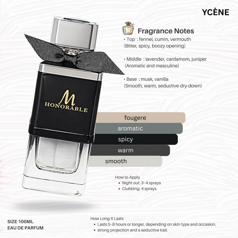 (TODAY SPECIAL) HONORABLE SILVER - YCÈNE HONORABLE Collection 100ML Luxurious Male EDP Lelaki Perfume with 5-8 Hours Long Lasting Fragrance with dupe perfume Scents