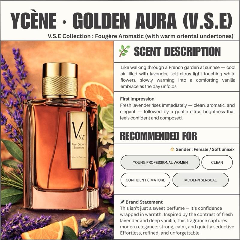 GOLDEN AURA- Ycene VSE Collection Luxurious Female EDP Luxury Quality Perfume with 5-8 Hours Long Lasting Fragrance with dupe perfume Scents SELLION