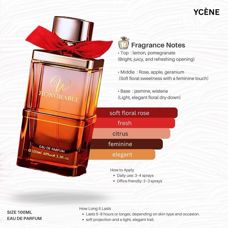 HONORABLE RED - YCÈNE HONORABLE Collection 100ML Luxurious Female EDP Perempuan Perfume with 5-8 Hours Long Lasting Fragrance with dupe perfume Scents
